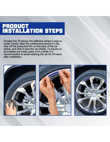 20 Calcomanías Reflectantes PACLVIO para Ruedas de Automóvil