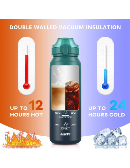 Botella de Agua Aislada SLUXKE 24oz Acero Inoxidable Azul