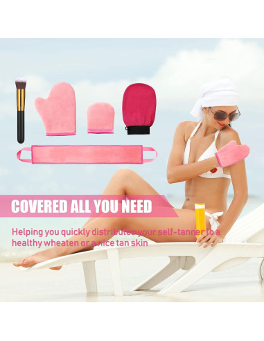 Kit de Aplicadores de Autobronceador Boao 5 Piezas Rosa