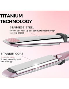 Plancha de Titanio Profesional Rozamor 2 en 1 10 Temperaturas 2