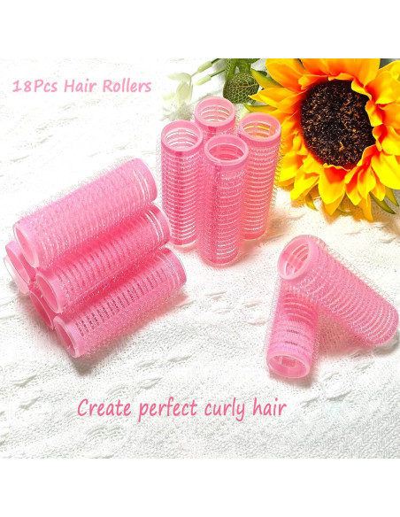 Rulos Autoadhesivos ZMD 18 Pcs Rosa 6.1 x 2.0 cm Sin Calor