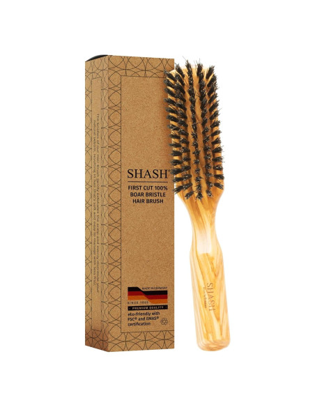 Cepillo de Cerda de Jabalí SHASH 100% Natural - Cabello Fino a Normal Cepillo de Cerda de Jabalí SHASH 100% Natural - Cabello Fino a Normal