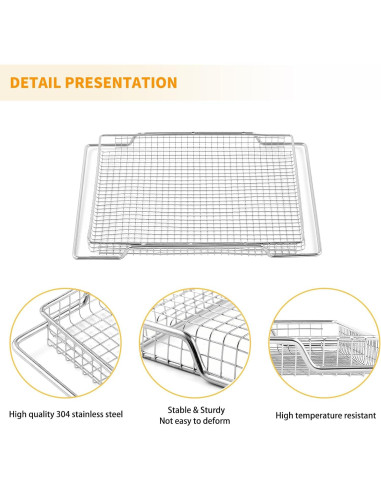 Cesta de Freidora de Aire Allstare 2 Pcs Acero Inoxidable 42x29.7 cm