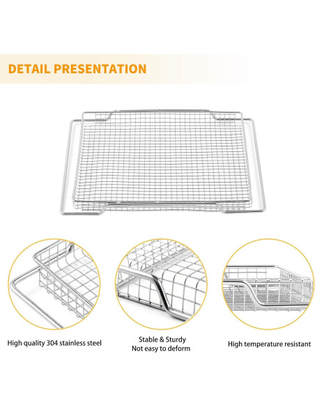 Cesta de Freidora de Aire Allstare 2 Pcs Acero Inoxidable 42x29.7 cm