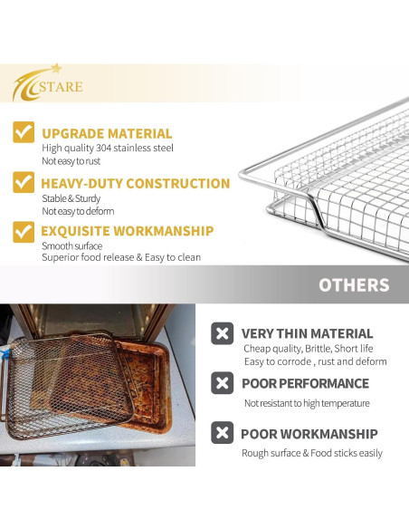 Cesta de Freidora de Aire Allstare 2 Pcs Acero Inoxidable 42x29.7 cm