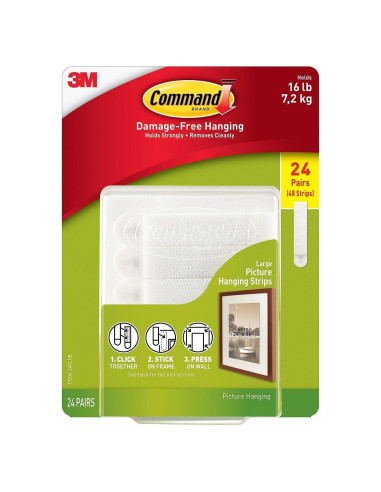 Tiras para colgar cuadros Command grandes 24 pares 61x91 cm