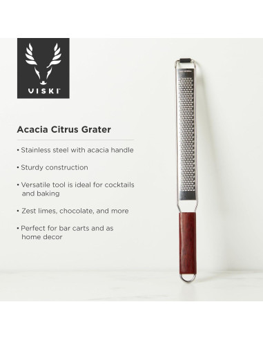 Rallador de Cítricos y Queso Viski de Acero Inoxidable con Mango de Madera