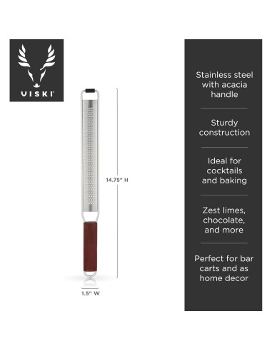 Rallador de Cítricos y Queso Viski de Acero Inoxidable con Mango de Madera