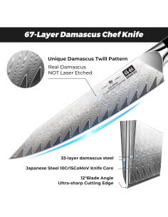 Cuchillo de Chef SHAN ZU 6" Damasco Acero Japonés 10Cr15CoMoV 2