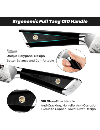 Cuchillo de Chef SHAN ZU 6" Damasco Acero Japonés 10Cr15CoMoV