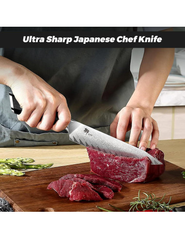 Cuchillo de Chef SHAN ZU 6" Damasco Acero Japonés 10Cr15CoMoV