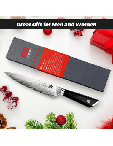 Cuchillo de Chef SHAN ZU 6" Damasco Acero Japonés 10Cr15CoMoV