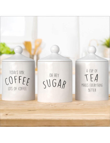 Juego de 3 Tarros de Cocina Cerámica Barnyard Designs - A prueba de aire, 0.80L