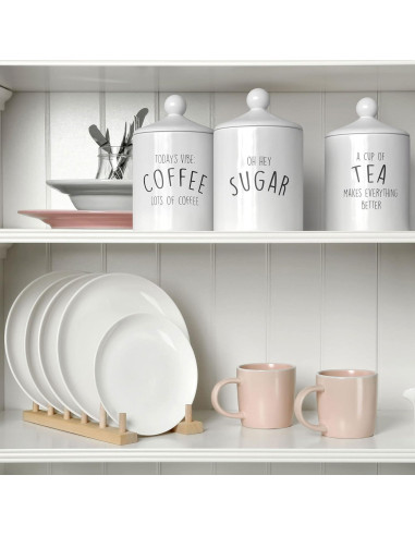 Juego de 3 Tarros de Cocina Cerámica Barnyard Designs - A prueba de aire, 0.80L