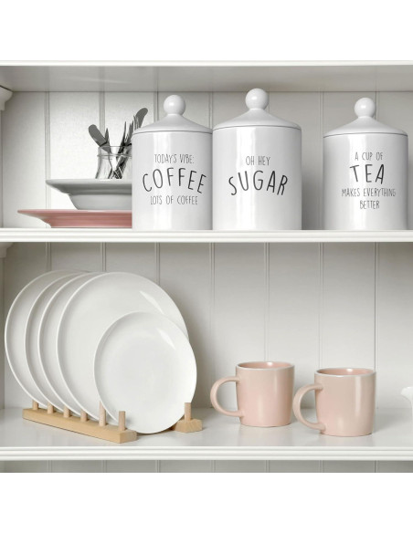 Juego de 3 Tarros de Cocina Cerámica Barnyard Designs - A prueba de aire, 0.80L Juego de 3 Tarros de Cocina Cerámica Barnyard Designs - A prueba de aire, 0.80L