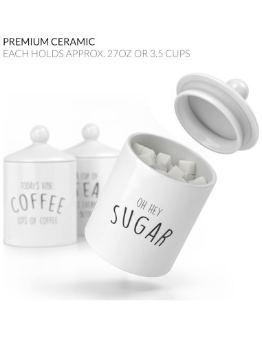 Juego de 3 Tarros de Cocina Cerámica Barnyard Designs - A prueba de aire, 0.80L