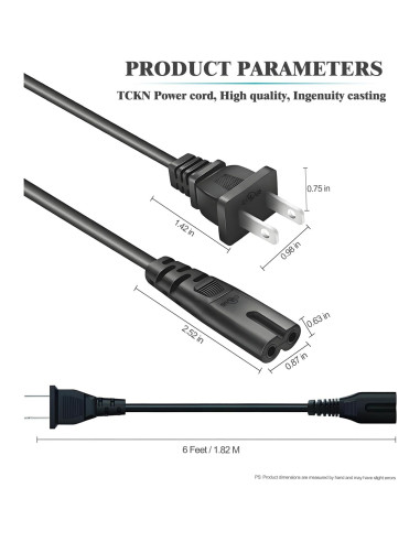 Cable de Alimentación 2 Clavijas TCKN 1.83m para Impresoras Epson