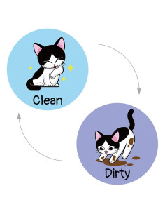 Imán de Lavavajillas Limpio Sucio Gosknor 8.9 cm Diseño Gato