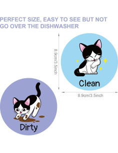 Imán de Lavavajillas Limpio Sucio Gosknor 8.9 cm Diseño Gato 2