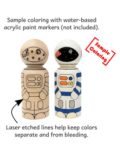 Conjunto de Muñecos de Madera Pegsies - Astronauta y Nave Espacial 2