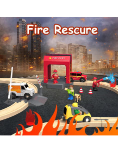 Conjunto de tren eléctrico de madera Goli Toys 72 piezas 2