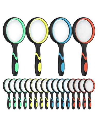 20 Lupas de Mano 10x Kingdder con Mango Antideslizante 75mm