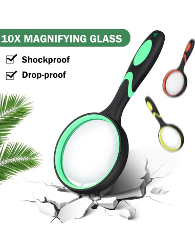 20 Lupas de Mano 10x Kingdder con Mango Antideslizante 75mm