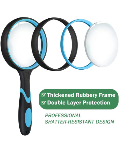 20 Lupas de Mano 10x Kingdder con Mango Antideslizante 75mm