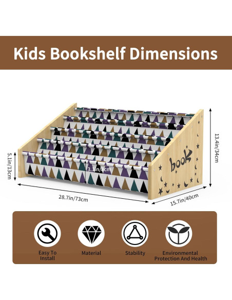 Estantería infantil de madera Kjlwb 4 niveles 72.9x31.8 cm Estantería infantil de madera Kjlwb 4 niveles 72.9x31.8 cm