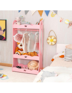 Armario de Almacenamiento para Niños Costzon Rosa con Espejo 2