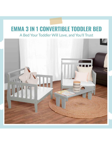 Cama Convertible 3-en-1 Dream On Me Emma Gris Acero