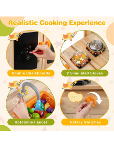 Cocina de Juego Exterior Costzon de Madera con Fregadero y Macetas 2