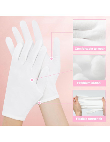 Guantes de Algodón Hidratantes Zealor 6 Pares Extra Grande