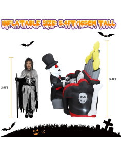 Inflable Halloween Esqueleto 5.4FT DearSun con Altavoz Bluetooth 2