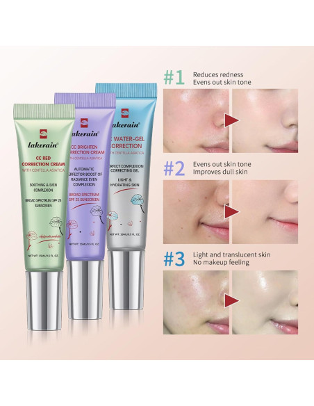 Crema CC Corrector Rojo Pdtwq con Centella, SPF Hidratante