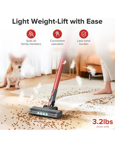 Aspiradora Inalámbrica HOUSBRUSH U9 Ligera 8 en 1 con Filtro HEPA