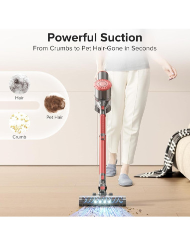 Aspiradora Inalámbrica HOUSBRUSH U9 Ligera 8 en 1 con Filtro HEPA