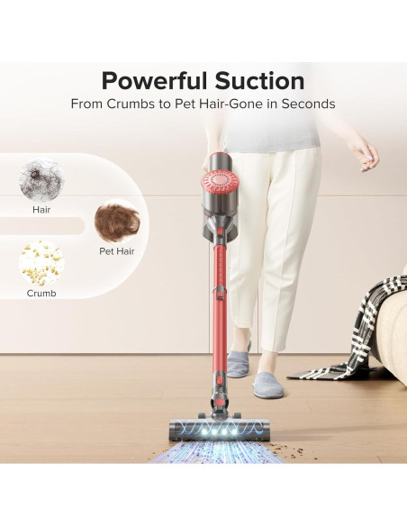 Aspiradora Inalámbrica HOUSBRUSH U9 Ligera 8 en 1 con Filtro HEPA