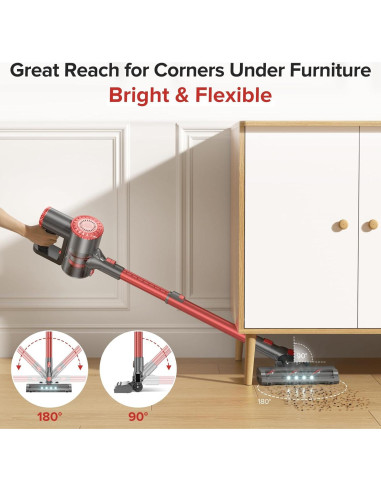 Aspiradora Inalámbrica HOUSBRUSH U9 Ligera 8 en 1 con Filtro HEPA