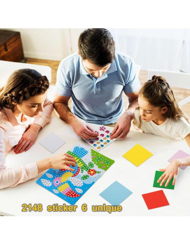 Kit de Arte de Pegatinas de Mosaico LZHZH para Niños - 6 Piezas