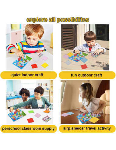 Kit de Arte de Pegatinas de Mosaico LZHZH para Niños - 6 Piezas