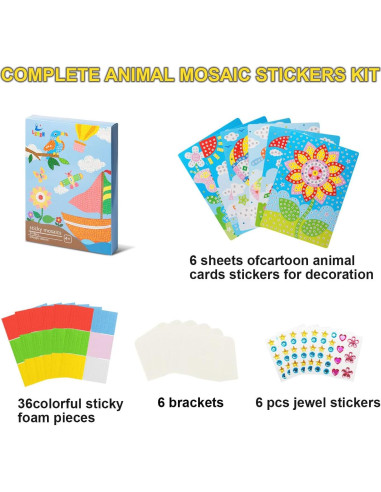 Kit de Arte de Pegatinas de Mosaico LZHZH para Niños - 6 Piezas