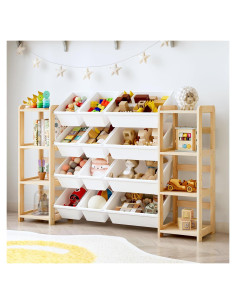 Organizador de Juguetes MallBest 12 Contenedores Madera Natural