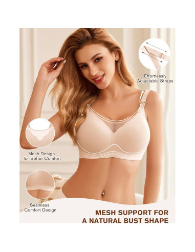 Sostén de Lactancia Ekouaer Sin Costuras Beige M