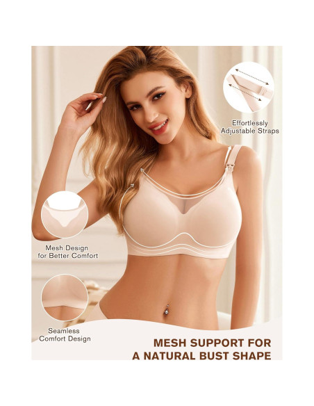Sostén de Lactancia Ekouaer Sin Costuras Beige M