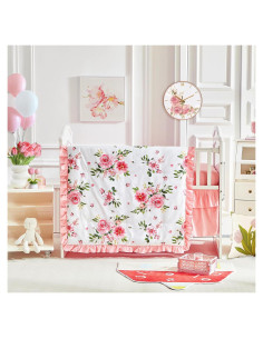 Juego de Ropa de Cuna 3 Piezas UOZZI Rosa Floral