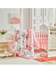 Juego de Ropa de Cuna 3 Piezas UOZZI Rosa Floral 2