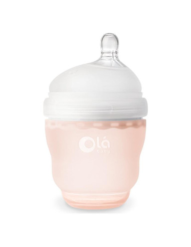 Botella para Bebé Olababy Gentle 4oz Coral - Silicona Anticólico