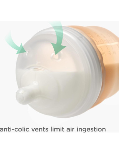 Botella para Bebé Olababy Gentle 4oz Coral - Silicona Anticólico