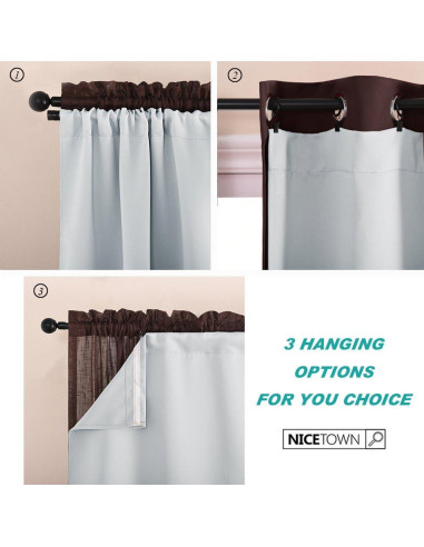 Cortinas Opacas NICETOWN 34x80 cm, Juego de 2, Aislantes